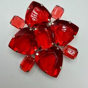 April Cornell Red and Clear Gem Brooch